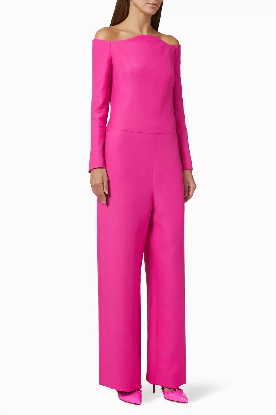 NEW VALENTINO GARAVANI wool and silk blend jumpsuit in pink